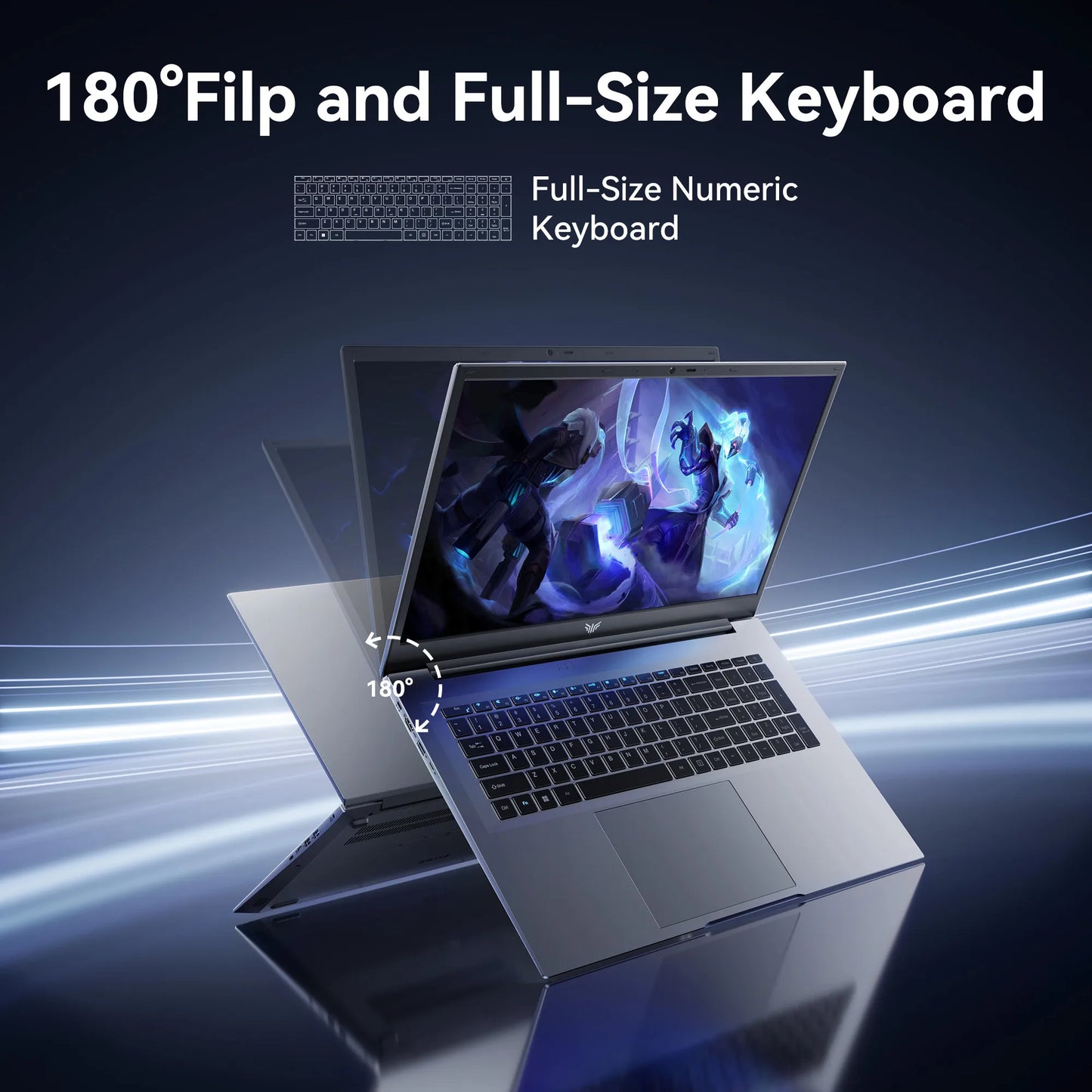 KAMRUI Laptop Computer 18.5" FHD 7000mAh Intel N150/R3 4300U 3.7GHz Windows11 PRO 16GB DDR4 512GB M.2 SSD WiFi5 Desktop Notebook
