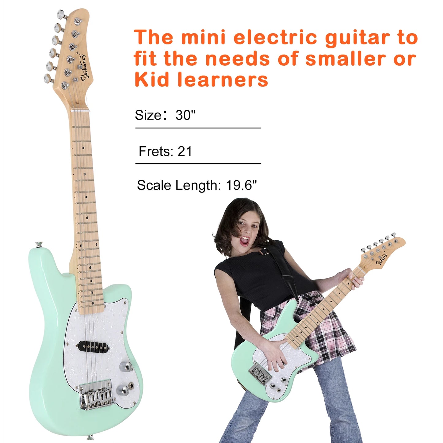 Glarry 30in Maple Fingerboard Mini Electric Guitar Kit with 5W Amplifier Bag String Shoulder Strap Plectrum Cord Wrench