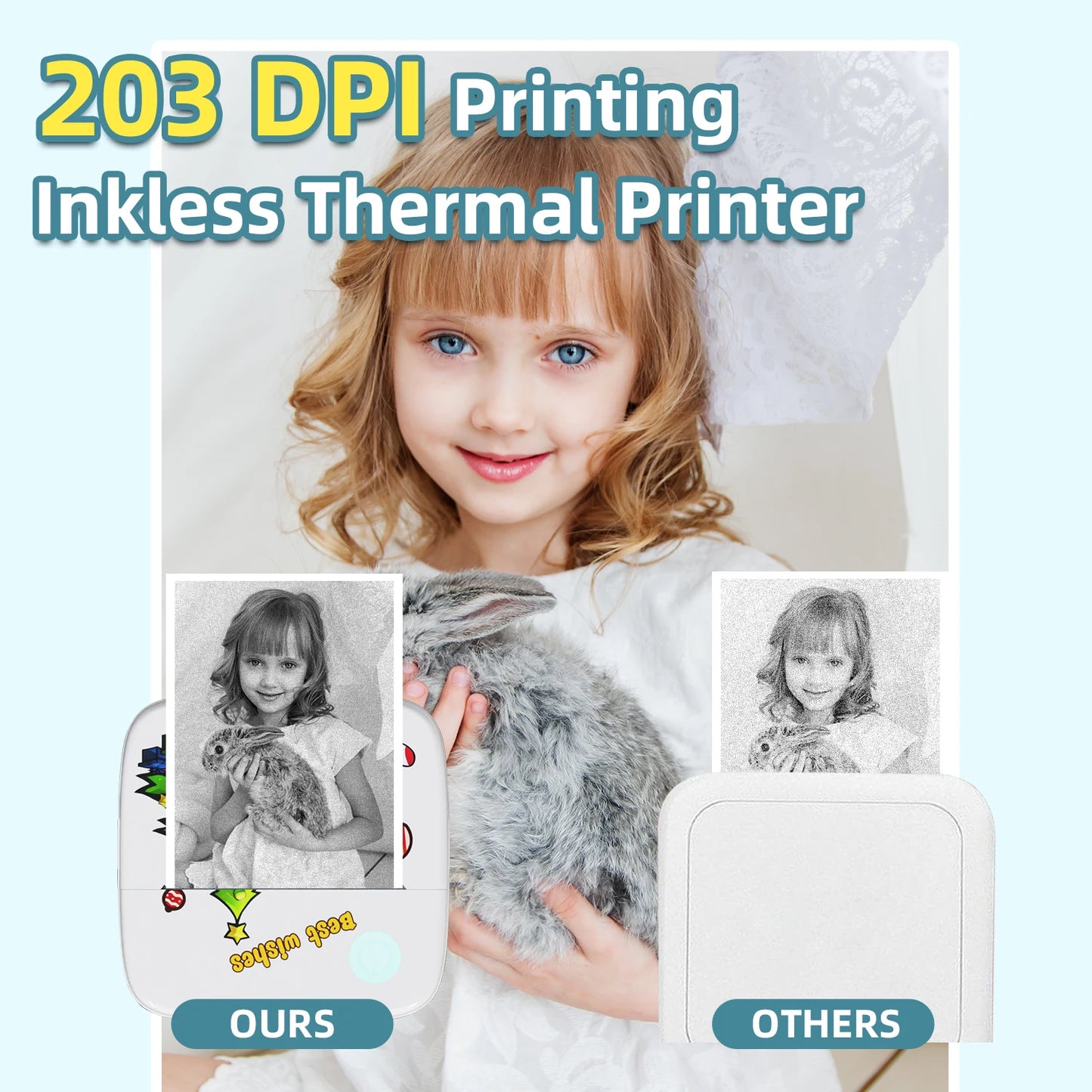 Sticker Printer Mini Portable Sticker Maker Machine Thermal Pocket Inkless Note Printer for Study Scrapbook DIY Journal Memo