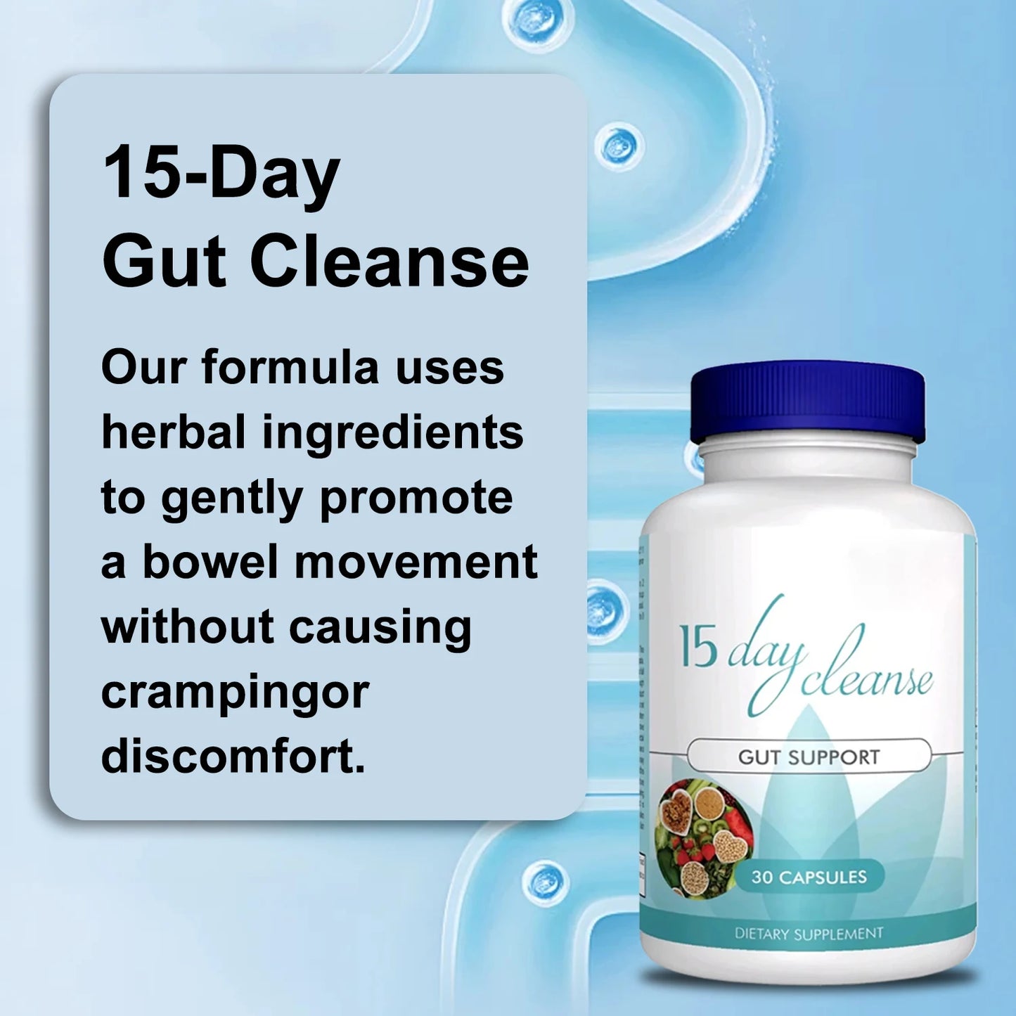 15 Day Cleanse - Gut and Colon Support, Advanced Formula with Senna, Cascara Sagrada & Psyllium Husk - 30 Capsules