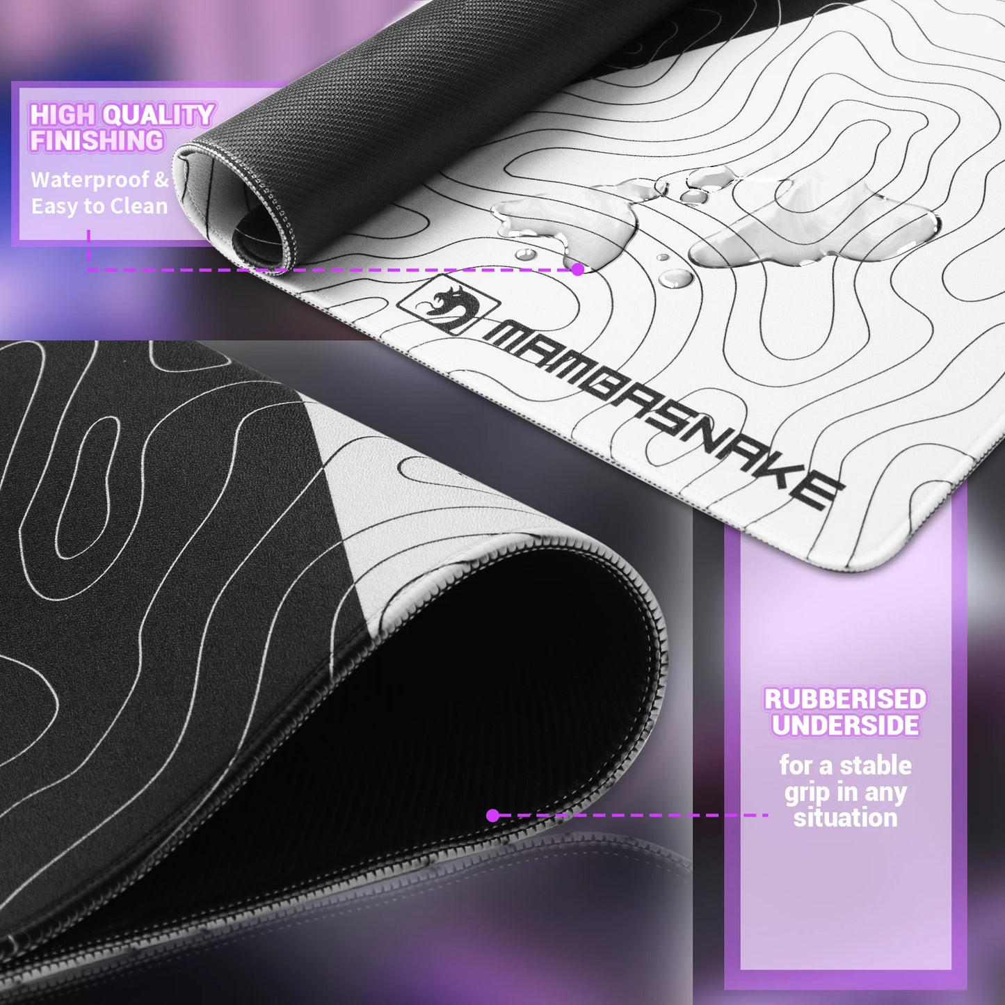 CM02 Gaming Mouse Pad for Esports Speed Large Mouse mats for Desk Waterproof Surface Stitched Edges and Anti-Slip Rubber Base