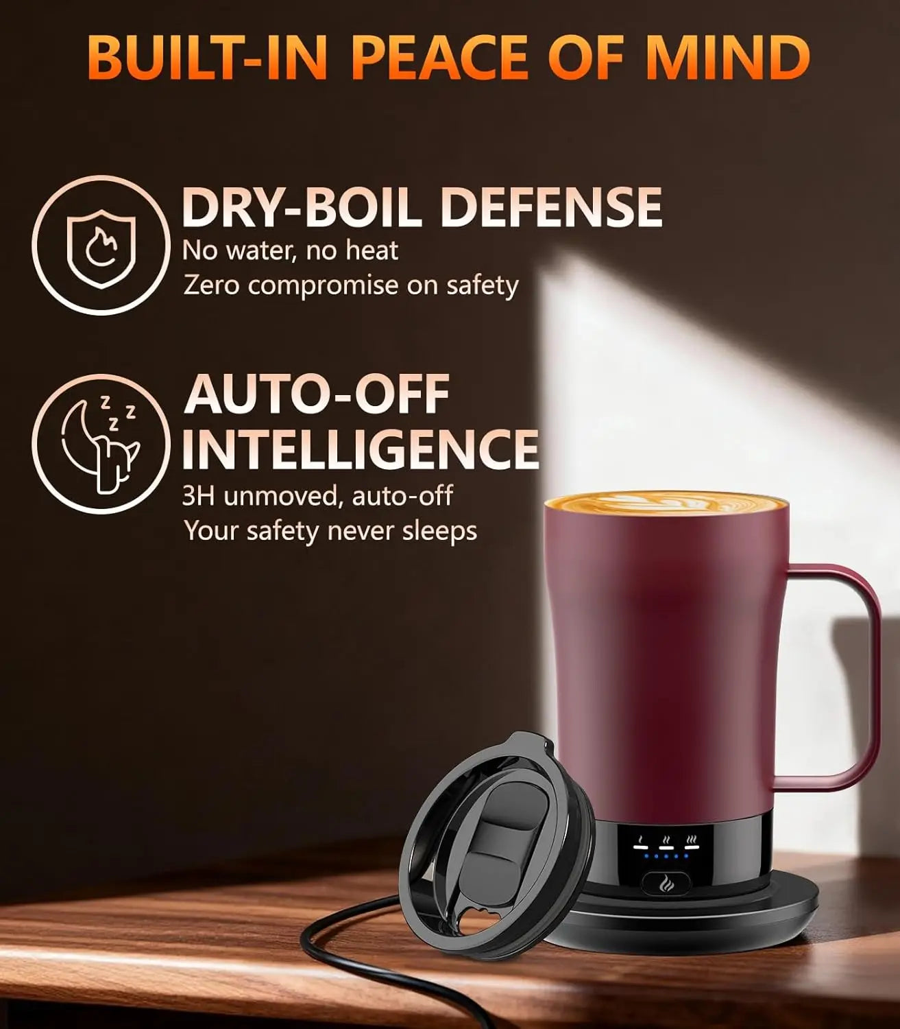 Rechargeable Self-Heating Coffee Mug, 14oz Temperature Control Keeps Drinks Hot for Hours, Ideal Gift