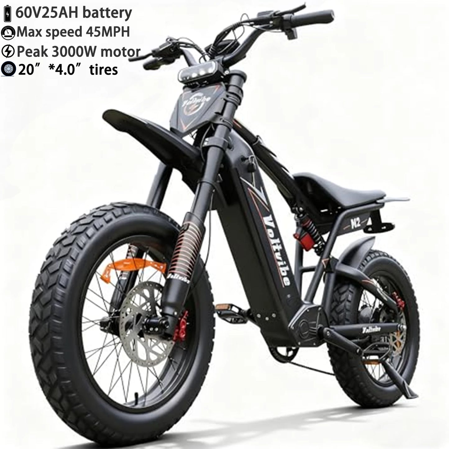 BAOLUJIE Moto Electric Bicycle Peak 1500/3000/5000W  48V/52V/60V Battery 35-45MPH Electric Bike E-Bike Adult Electric Motorcycle