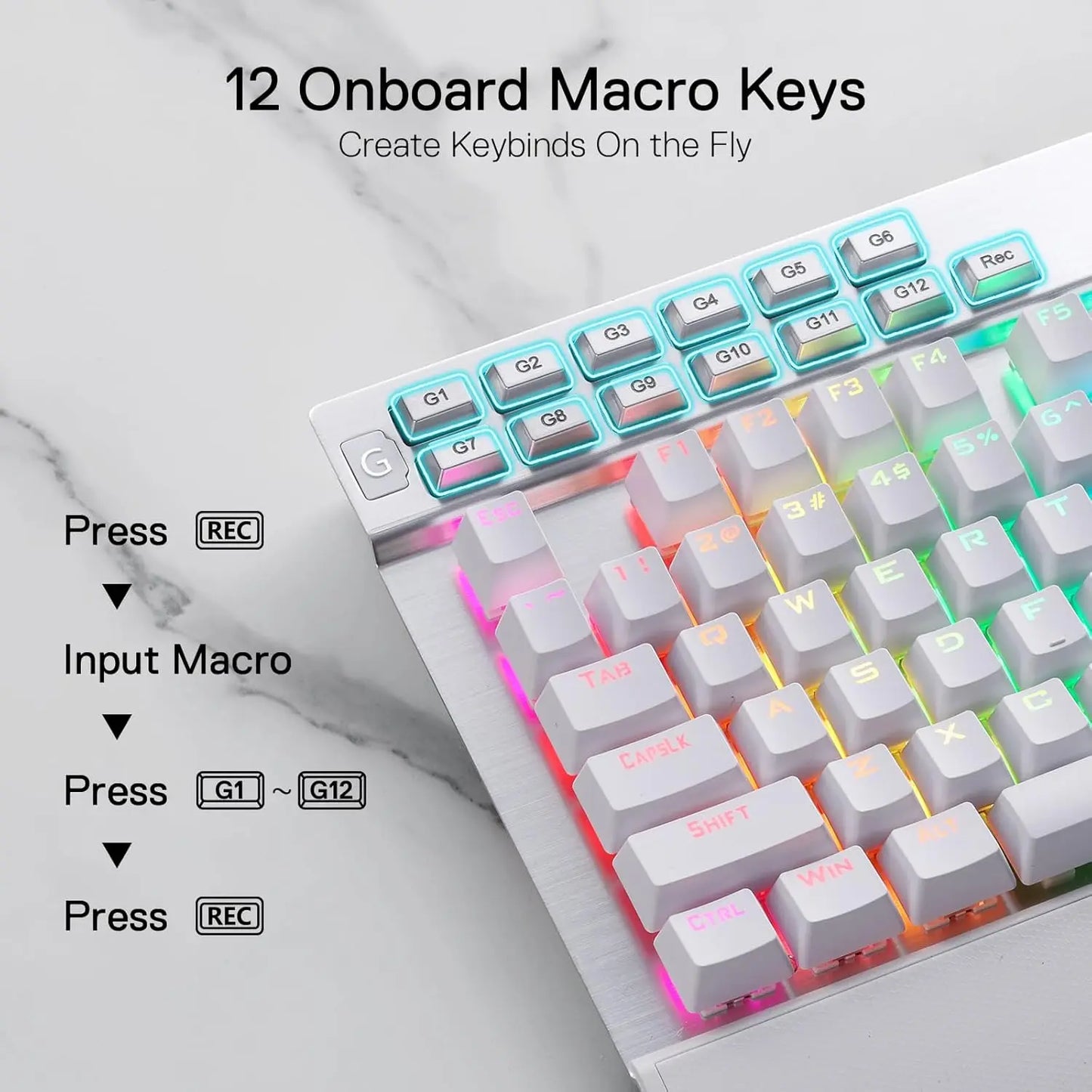 Redragon K550 RGB Gaming 104 Keys + 12 Macro G Keys Wired Mechanical & Wrist Rest Keyboard
