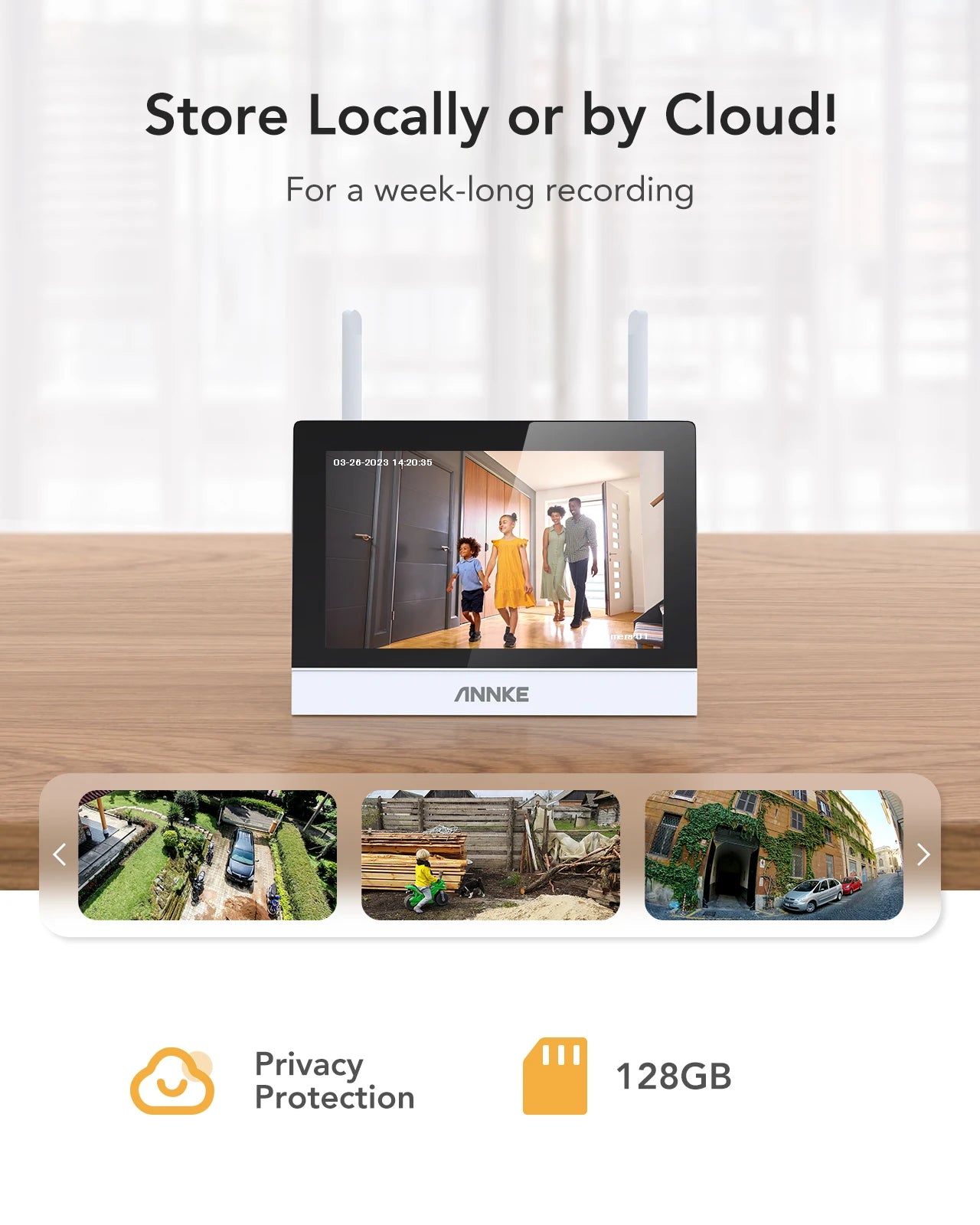ANNKE-Wireless NVR Camera, CCTV System, Motion Detection, Two-Way Audio, IR Night Vision, 3MP  2Pcs Cam, 4CH, 7 "Monitor, WTL300