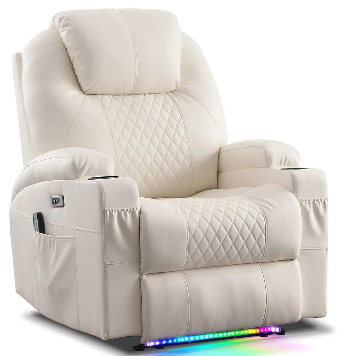 Power Recliner Chair with Vibration Massage & Heat for Adults, Faux Leather Home Theater Seating with Cup, Customized