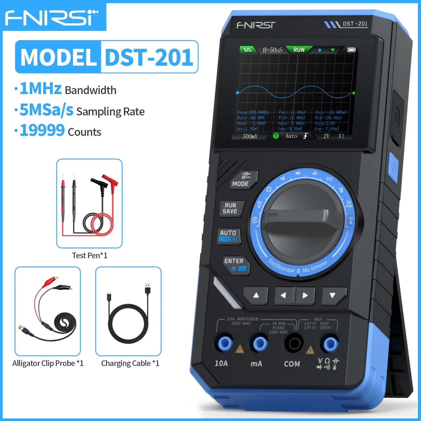 FNIRSI DST-210 and DST-201 3IN1 Digital Multimeter Oscilloscope Signal Source 19999 Counts 10MHz/1MHz Portable Electrician Tools
