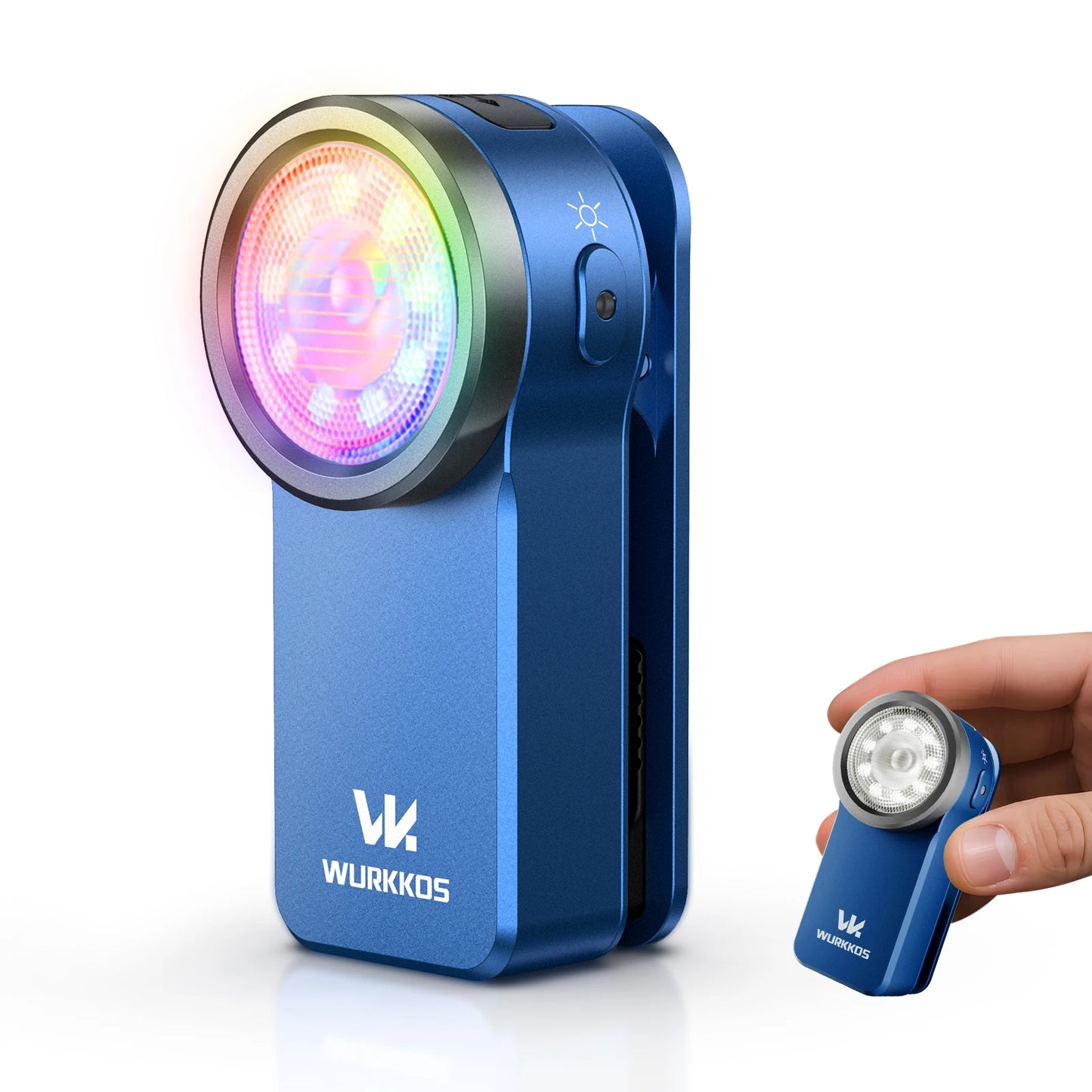 Wurkkos HD03 680LM Mini Clip Light USB Rechargeable Pocket Flashlight Spotlight/Floodlight Portable RGB Torch with Magnet