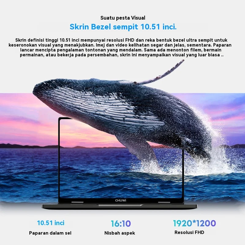 CHUWI MiniBook X 2-in-1 Touch Screen Laptop Intel N150 16GB LPDDR5 512G SSD 10.51"1920x1200 FHD Resolution Ultra-thin Notebook