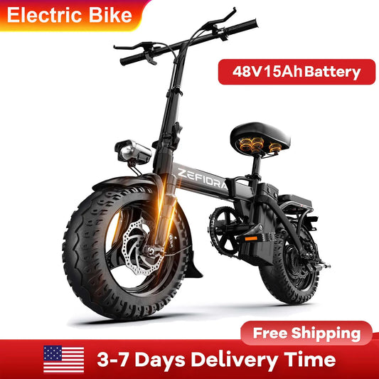 500W Electric Bike Adult 25MPH 48V17.5Ah Removable Battery,14 Inch Sports Folding Electric Bicycle,EBike Shipped locally