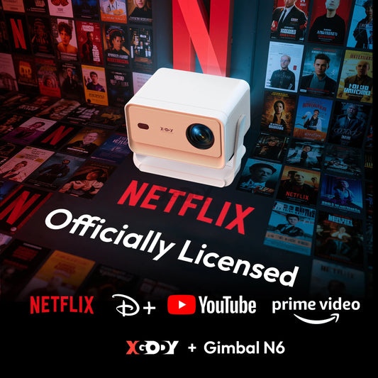 XGODY Projector Netflix Officially 700 ANSI 4K Voice Control Smart Android TV Whale OS 8/32GB ROM for Outdoor Movie Home Theater
