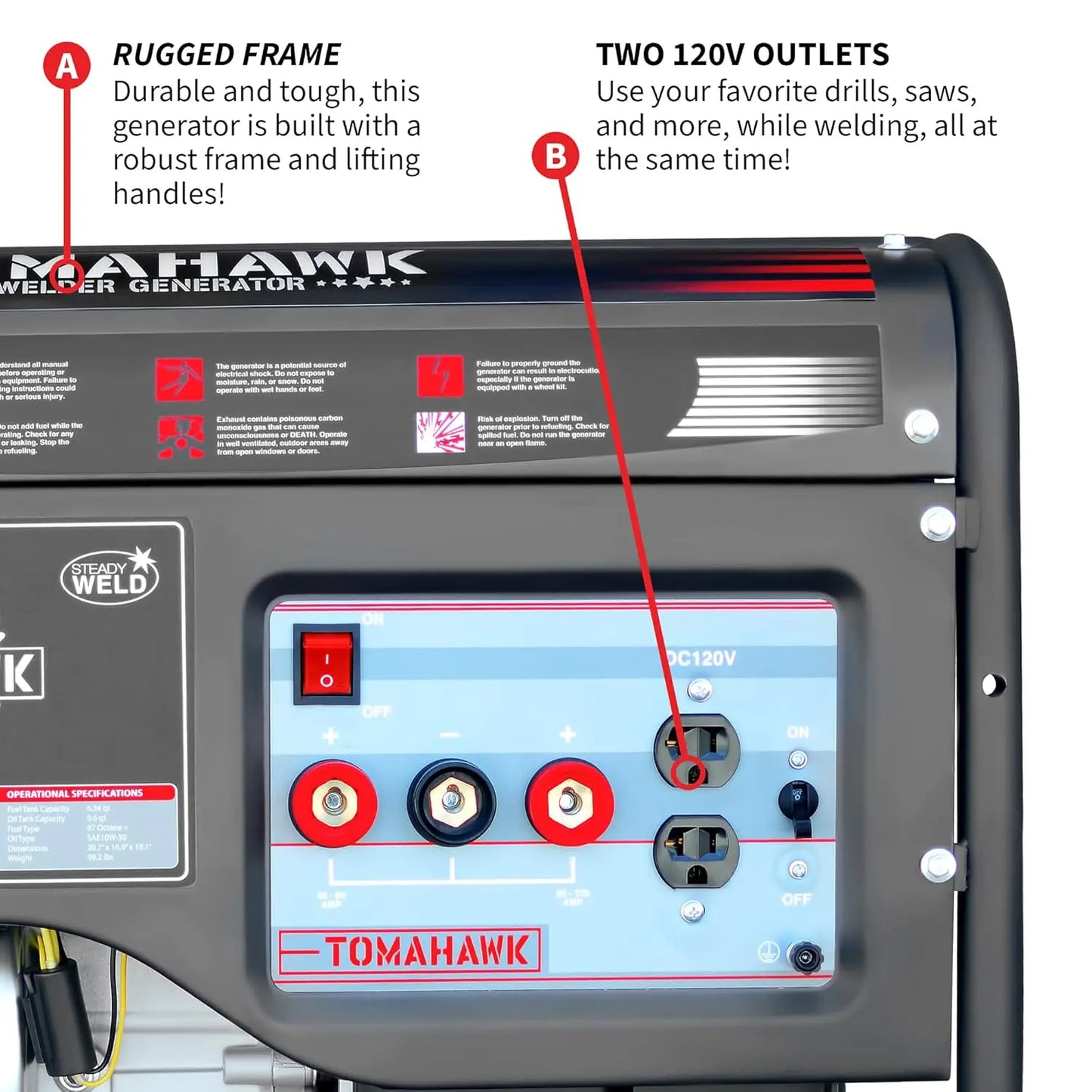 Welder Generator Stick Welder Engine Driven 120 Amp 7 HP Portable 2,200 Watt Quiet Inverter Generator Engine