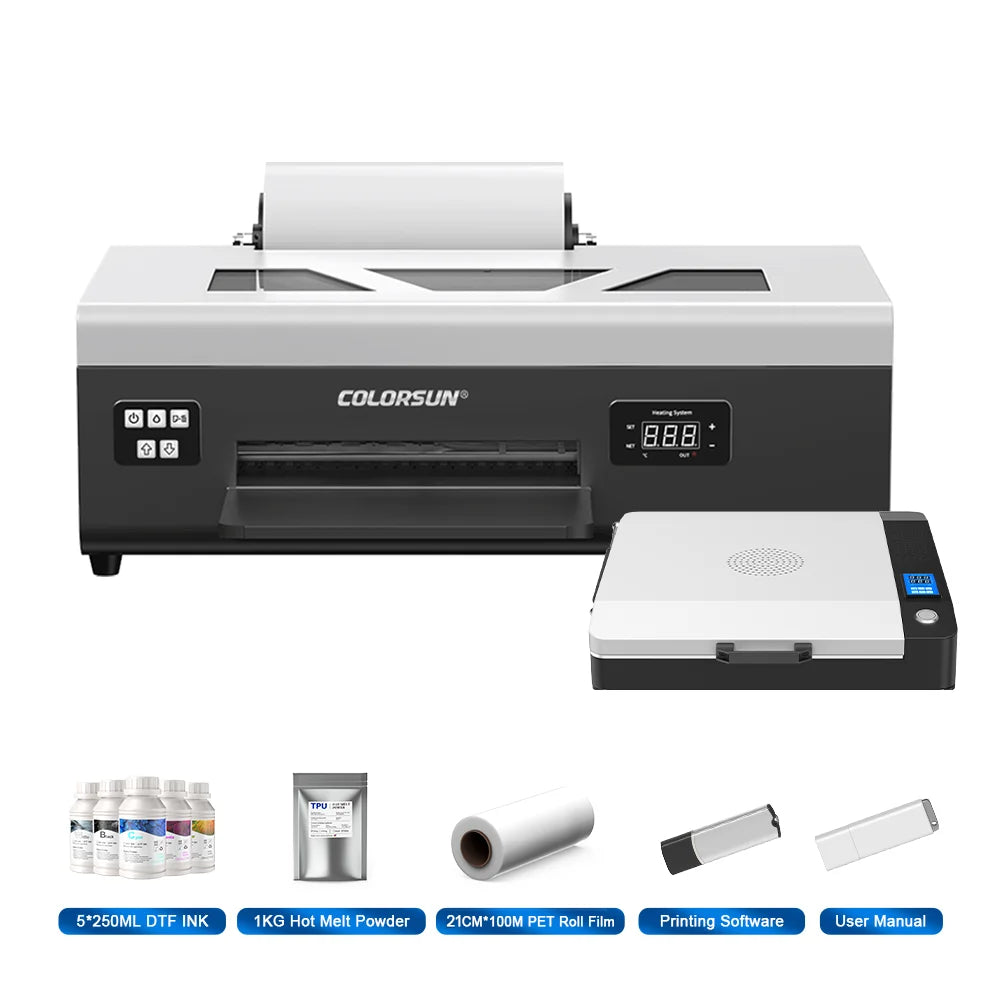 Colorsun A4 DTF Printer For Epson L800 Impresora A4 DTF Printing Machine With  Oven For T-Shirts Bags Hoodies A4 DTF Printers