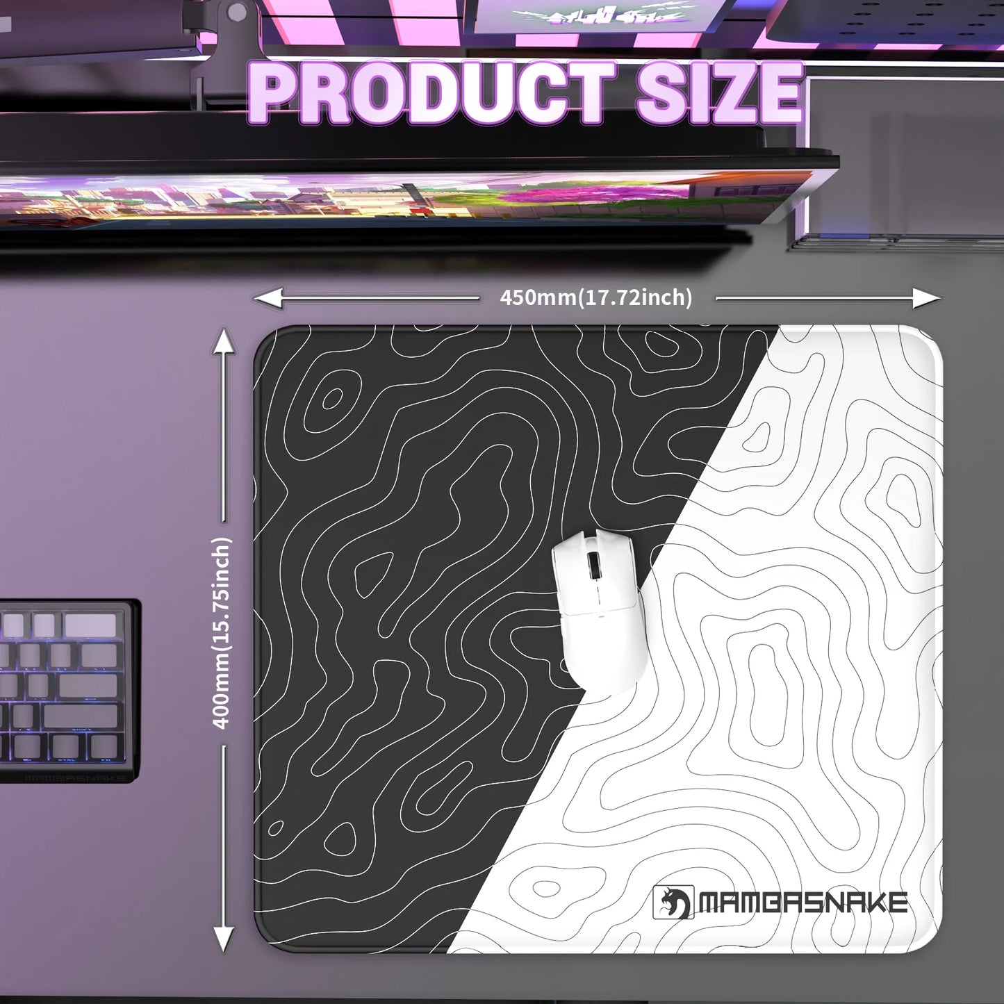CM02 Gaming Mouse Pad for Esports Speed Large Mouse mats for Desk Waterproof Surface Stitched Edges and Anti-Slip Rubber Base