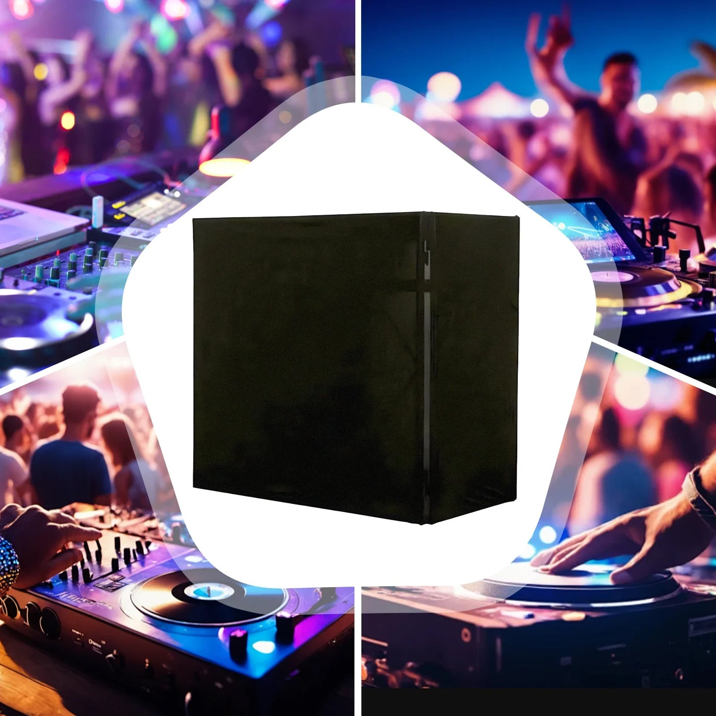 Professional DJ Display Stand Scrims Booth Facade 47.6x45.3x23.6 Inch - Portable DJ Booth Cover with Black Oxford Cloth for Club