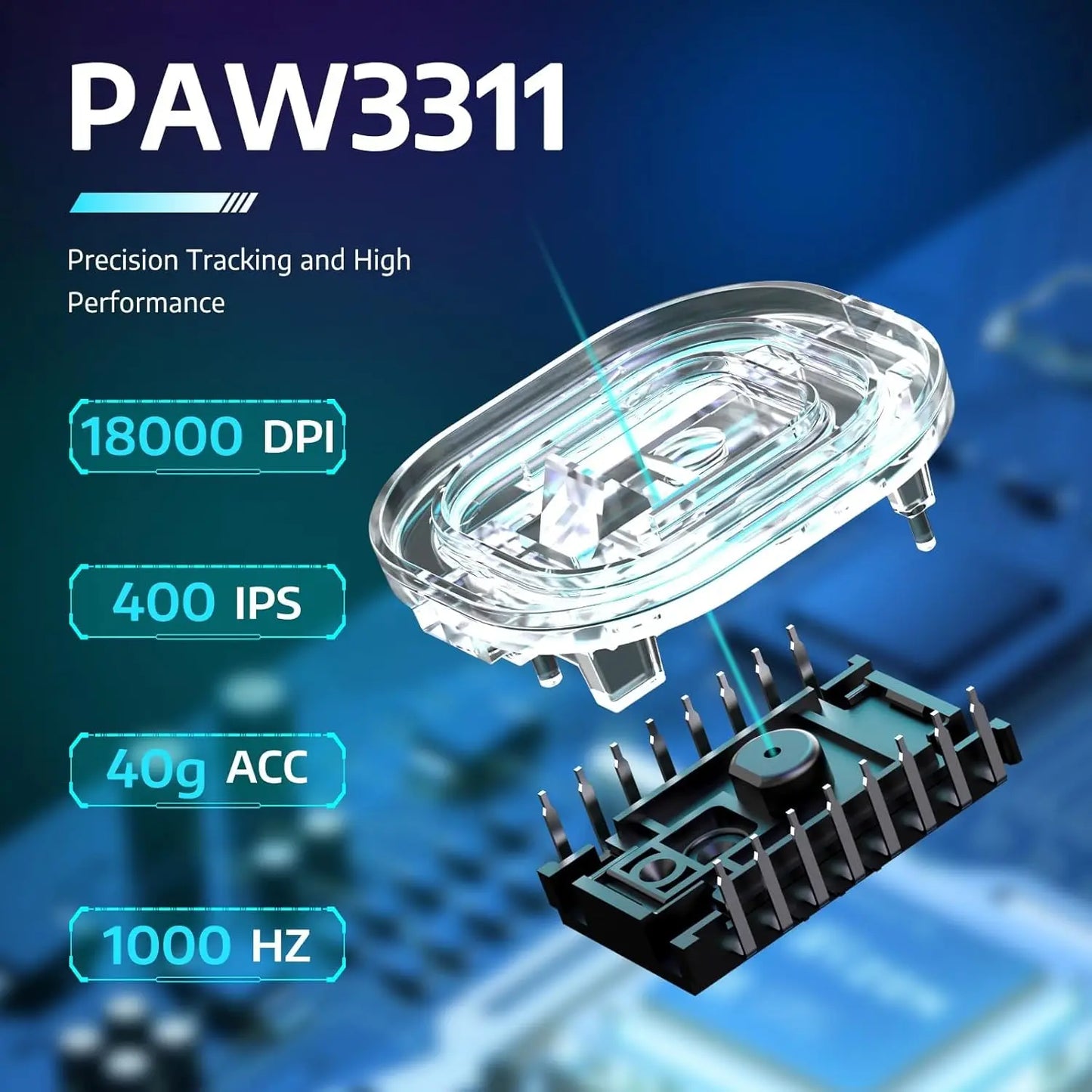R1 Wireless Gaming Mouse,Tri-Mode Connection (2.4G/Wired/BT5.2),55g Lightweight Design,18K DPI Optical Sensor,HUYU 20 Million Ke
