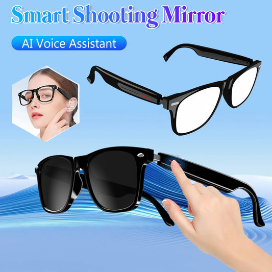 Smart Glasses AI Voice Assistant Outdoor Sport Glasses with Camera Remote Shooting Open Ear Sound Mic & Speakers for Men & Woman
