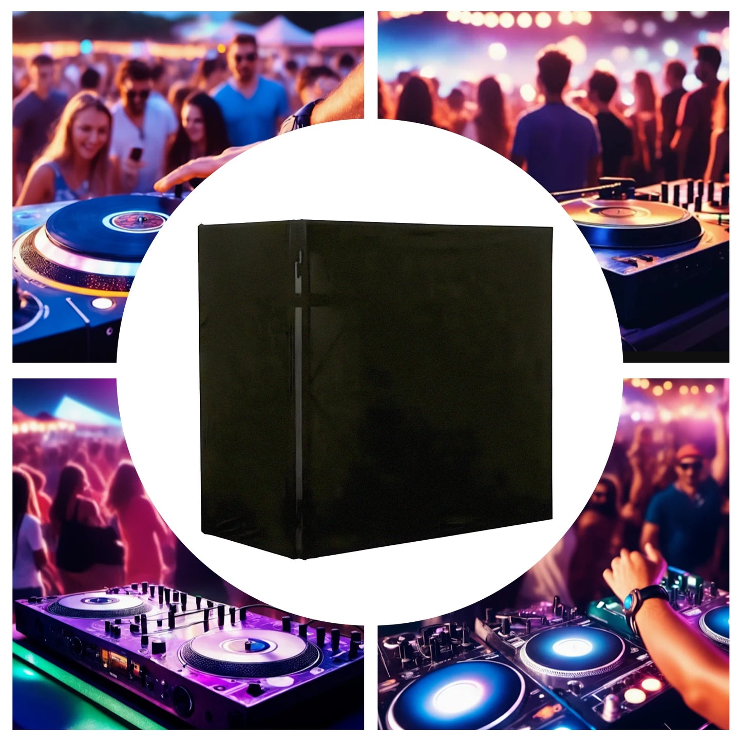 Professional DJ Display Stand Scrims Booth Facade 47.6x45.3x23.6 Inch - Portable DJ Booth Cover with Black Oxford Cloth for Club