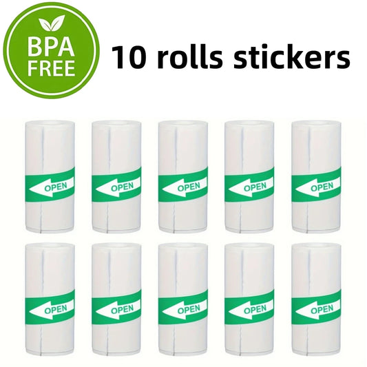 New 10 Roll Sticker Paper for Mini Printer Label Sticker Paper Color Thermal Paper Width for Label Maker Printers Photo Printing