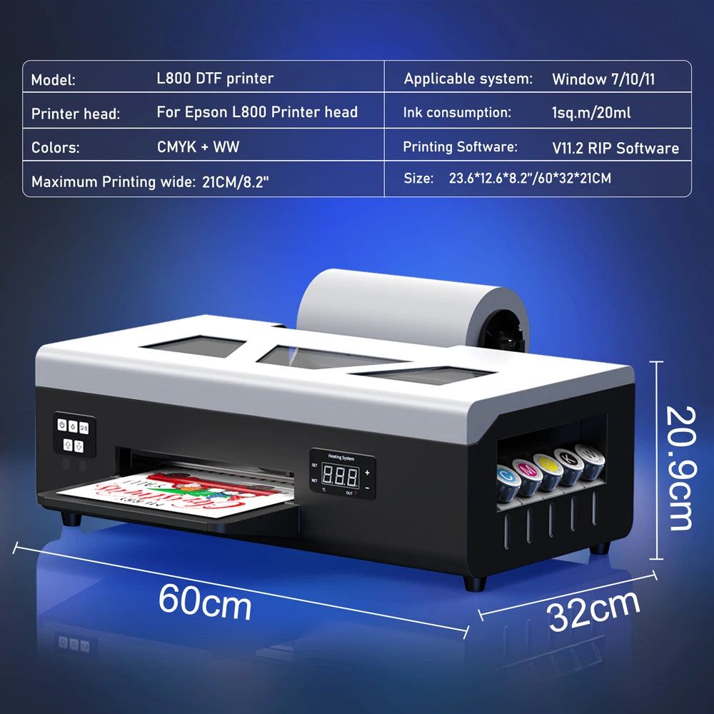 Colorsun A4 DTF Printer For Epson L800 Impresora A4 DTF Printing Machine With  Oven For T-Shirts Bags Hoodies A4 DTF Printers
