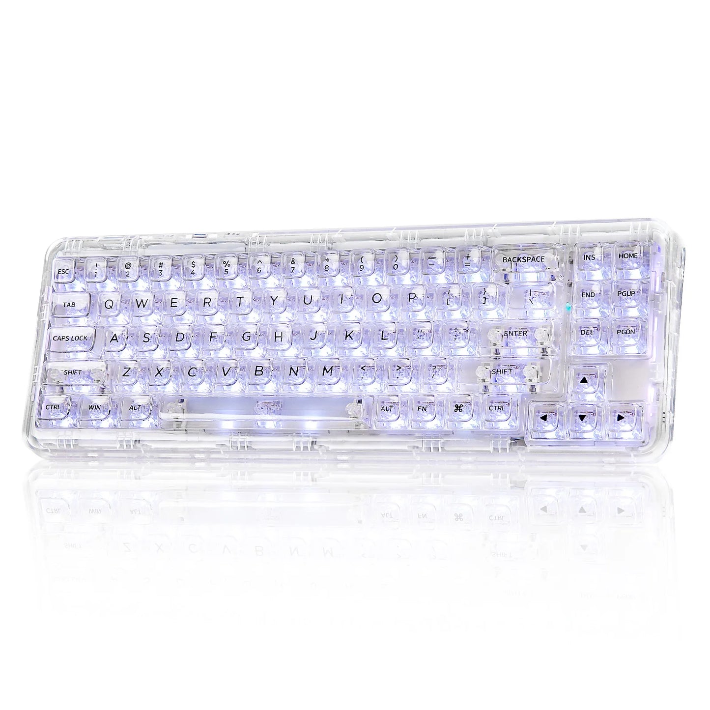 YUNZII X71 68% Layout Wireless BT/2.4G/USB-C Gasket Hot-Swap Transparent RGB Mechanical Gaming Keyboard with Clear Keycaps