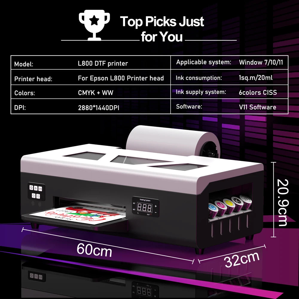 A4 DTF Printer for Epson L805 Direct to Film DTF Impresora Heat Transfer DTF Printer for Clothes Tshirt DTF Printing Machine