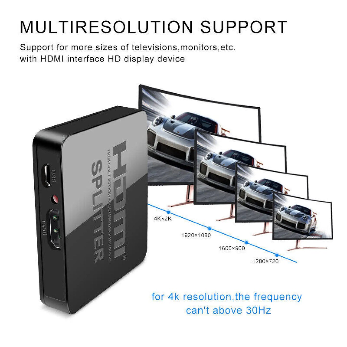Plug&Play HDMI-Compatible Splitter Video Switcher 1 In 2 Out 1080P 4K 1X2 Splitter 3D Power Amplifier for PS4 Laptop TV Box eta.