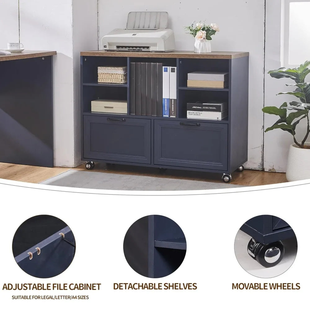 60"L-Shaped Executive Desk with 40"Adjustable File Cabinet,Farmhouse Home Office Desk with Charging Station,Office, Customized