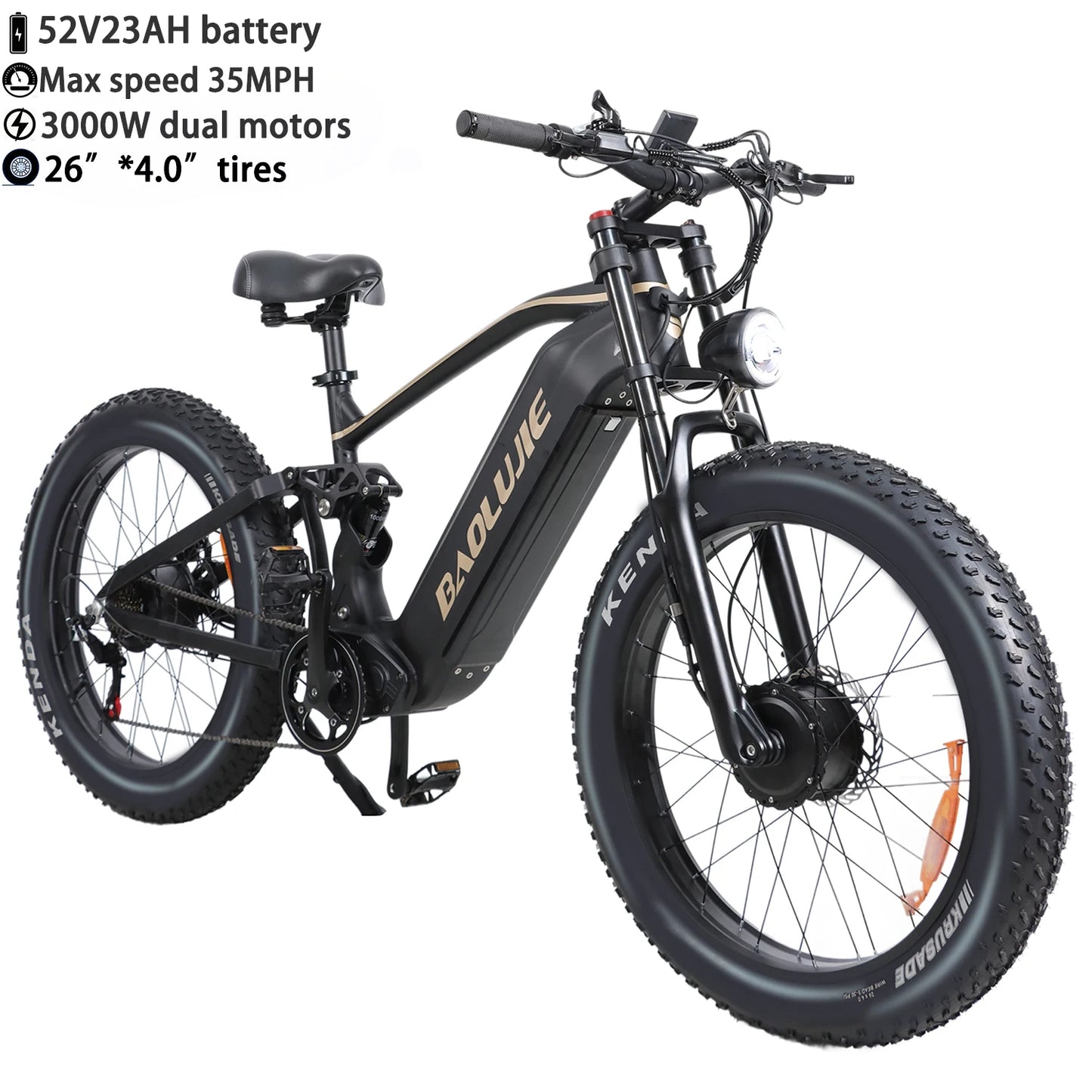 BAOLUJIE Moto Electric Bicycle Peak 1500/3000/5000W  48V/52V/60V Battery 35-45MPH Electric Bike E-Bike Adult Electric Motorcycle