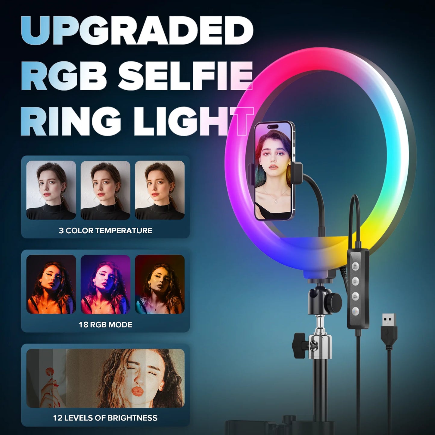 360 Photo Booth Automatic Rotating Photobooth Machine Ring Light for Party Wedding Rental RGB Ring Light US Shipping Flight Case