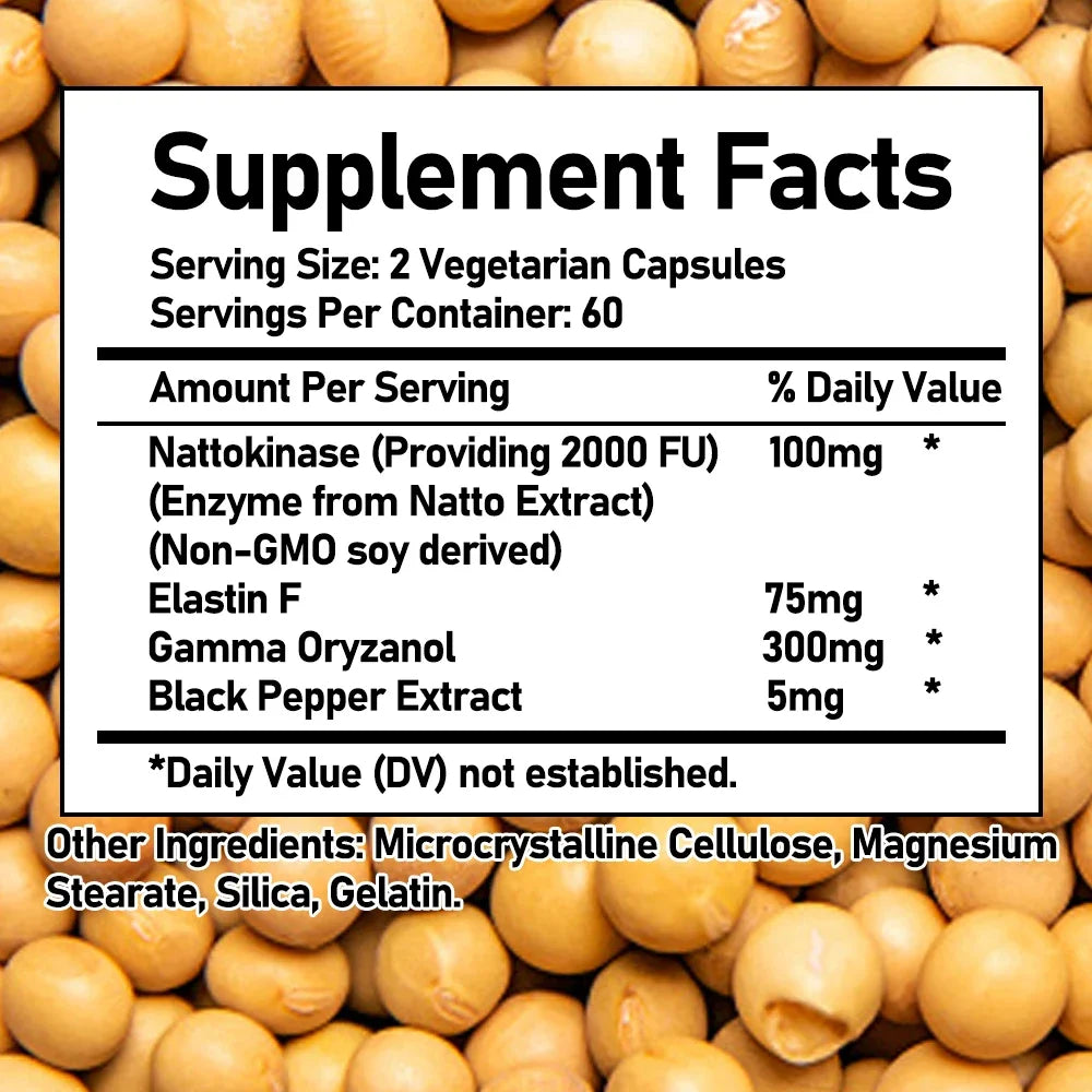 Vascular Cleansing Capsules - Contains Japanese Nattokinase, Which Helps Blood Circulation and Blood Vessel Flexibility