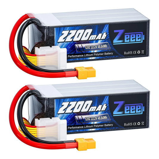 Zeee 6S 2200mAh Lipo Battery 22.2V 120C Softcase with XT60 Plug for RC Car Truck Tank RC Airplane FPV Drone Racing Hobby Battery