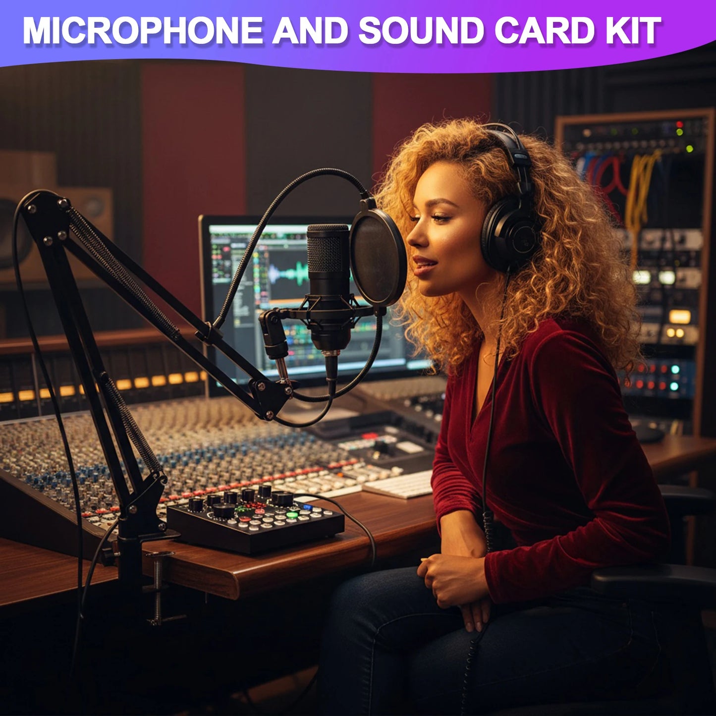 Podcast Equipment Bundle with BM800 Microphone and V8 Sound Card Podcast Equipment for Podcasting Gaming Music Recording