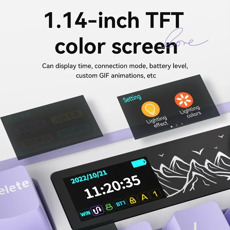 Ajazz AK980 Gaming Mechanical Keyboard with Color Screen 98 Keys RGB Bluetooth Wireless Keyboard Gamer 8000mAh For PC Laptop