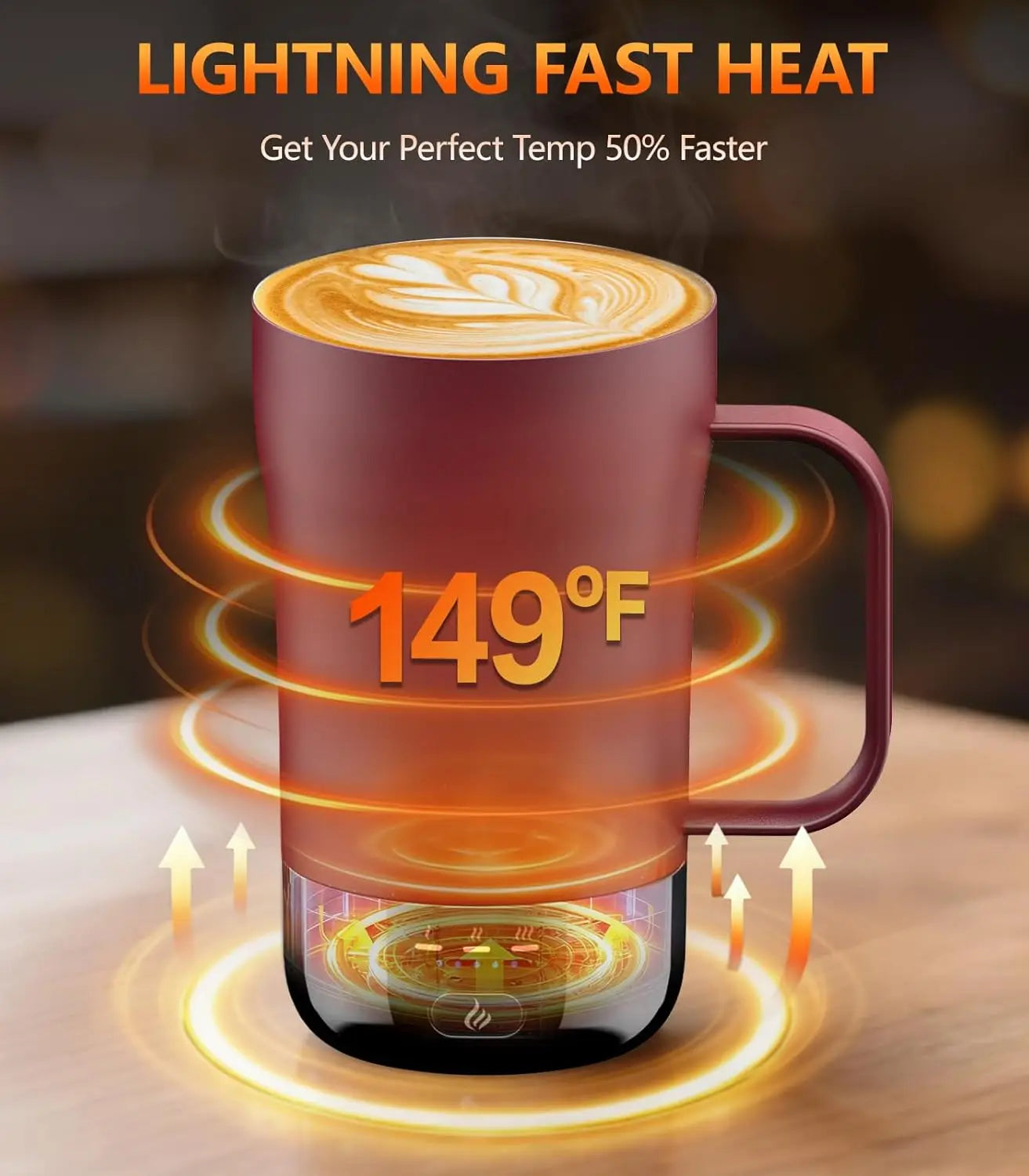 Rechargeable Self-Heating Coffee Mug, 14oz Temperature Control Keeps Drinks Hot for Hours, Ideal Gift