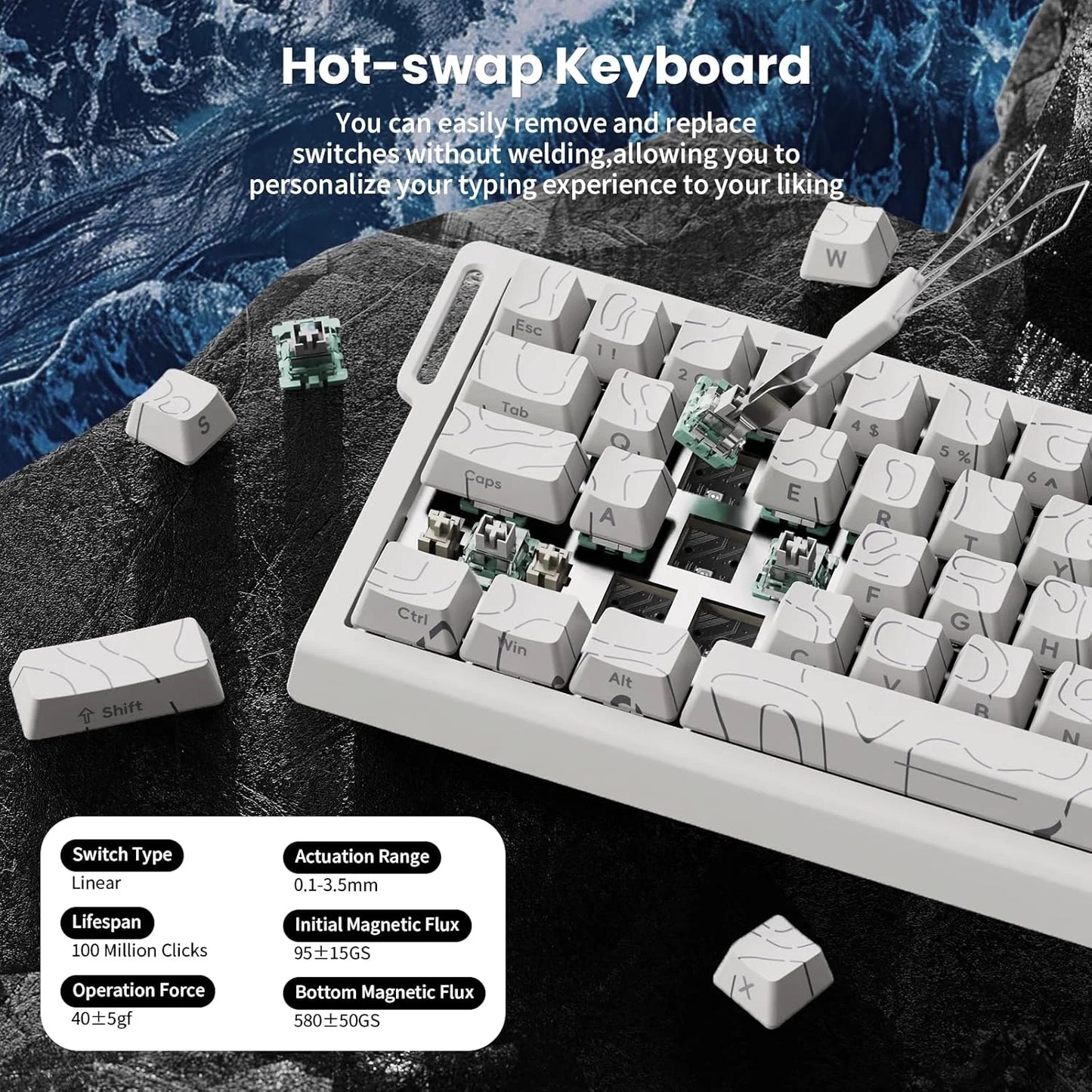 ATTACK SHARK X68 HE Rapid Trigger Keyboard Magnetic Switch 60% Wired 8KHz Hot Swappable Keyboard With RGB Lighting PBT Double-sh