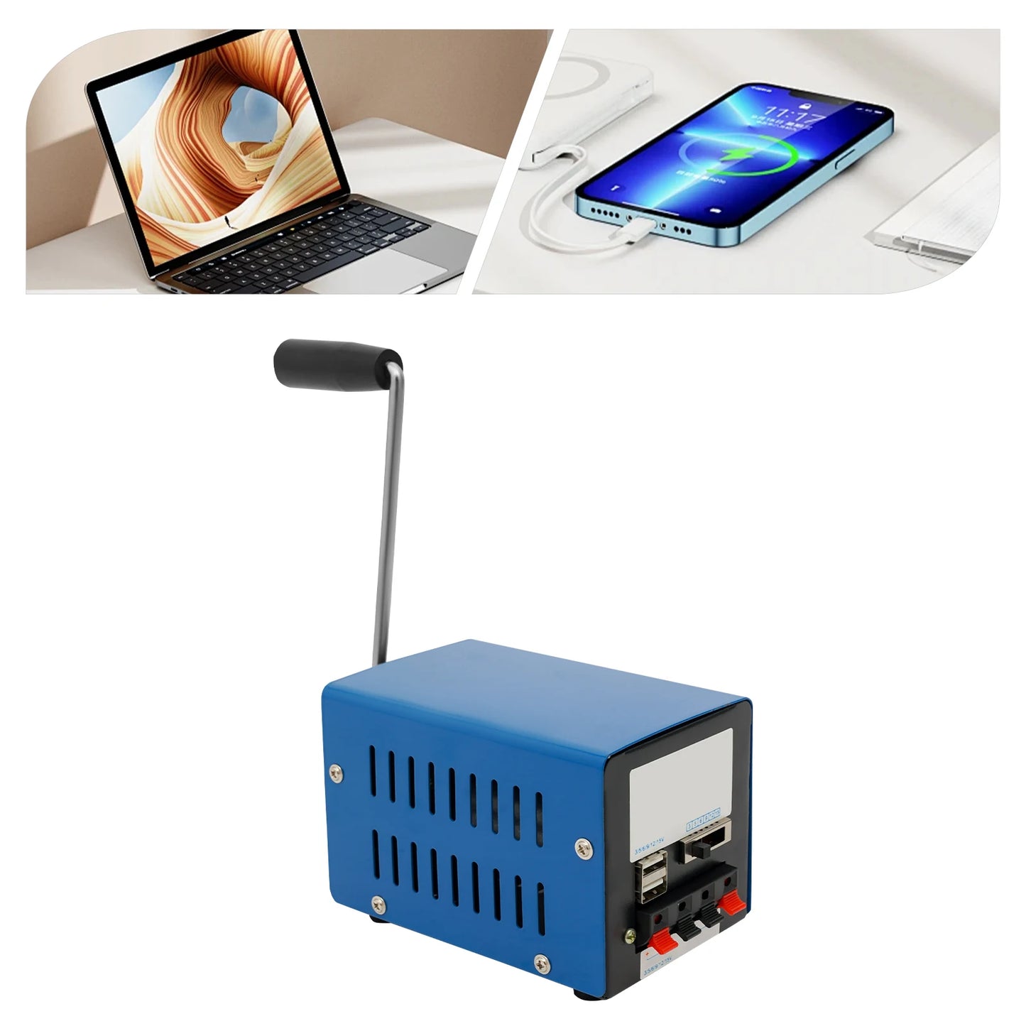 20W Manual Hand Crank Generator Portable Emergency USB Charging Generator for Travel Camping Survial