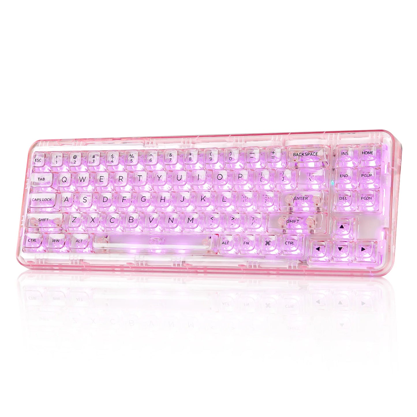 YUNZII X71 68% Layout Wireless BT/2.4G/USB-C Gasket Hot-Swap Transparent RGB Mechanical Gaming Keyboard with Clear Keycaps
