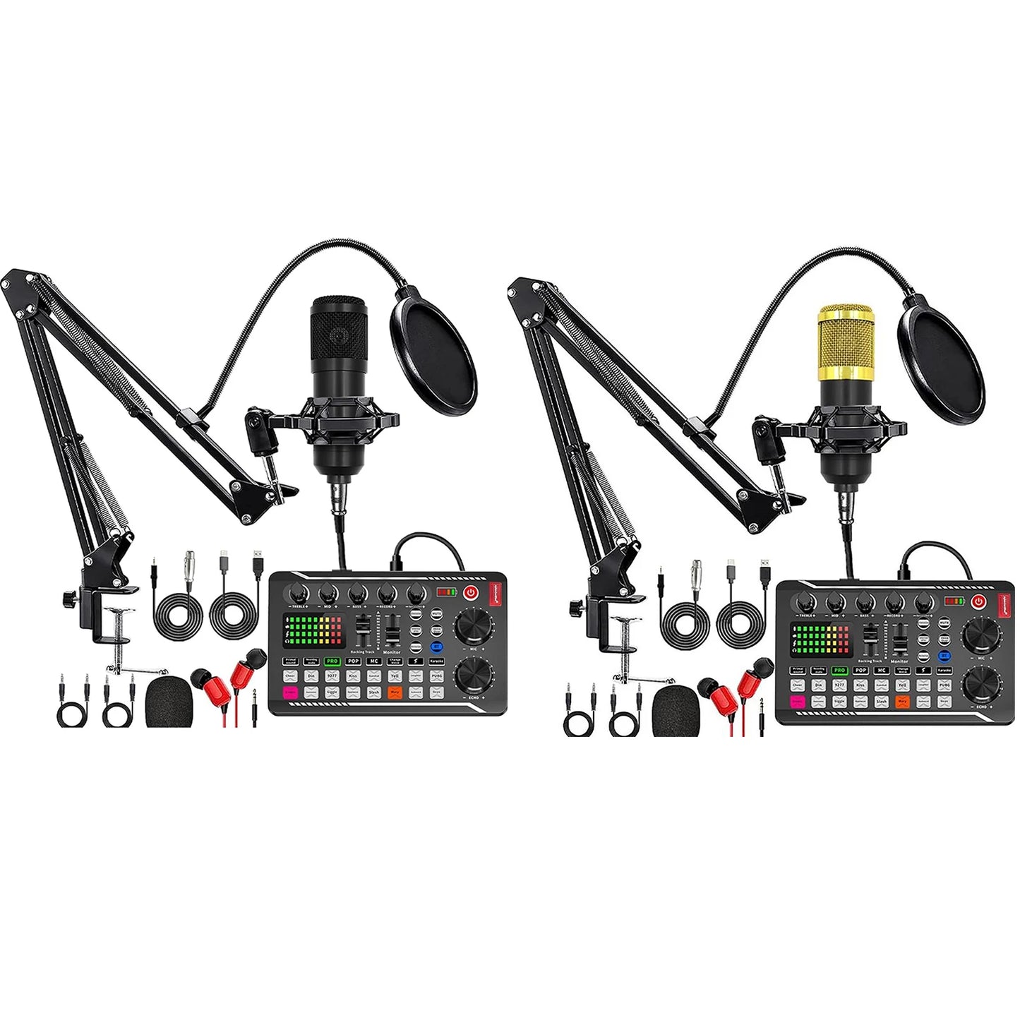 Podcast Microphone Suit with Sound Card Audio Mixer Studio Condenser Microphones Live Streaming Microphone Set for PC Smartphone