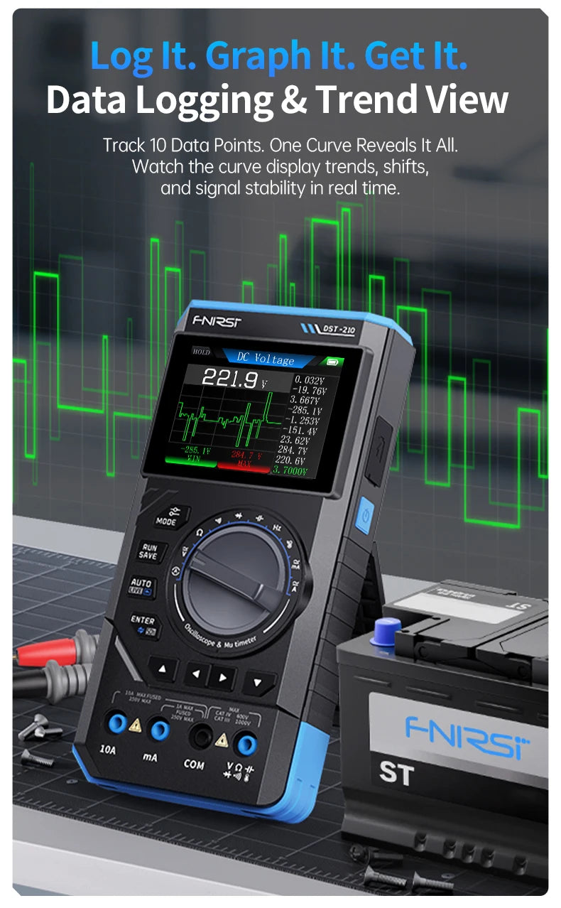 FNIRSI DST-210 and DST-201 3IN1 Digital Multimeter Oscilloscope Signal Source 19999 Counts 10MHz/1MHz Portable Electrician Tools