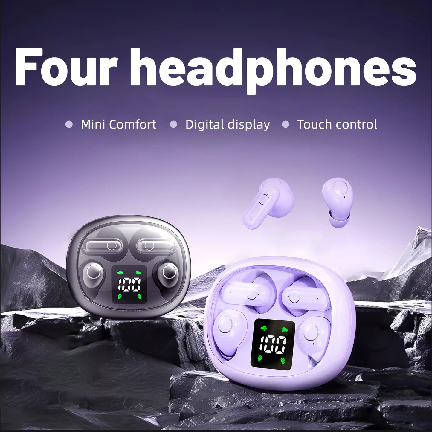 Mini Sleep Earbuds Sports Wireless Bluetooth Earphones HiFi Bass Stereo Dual Sound Quality Bluetooth Headphones Noise Reduction