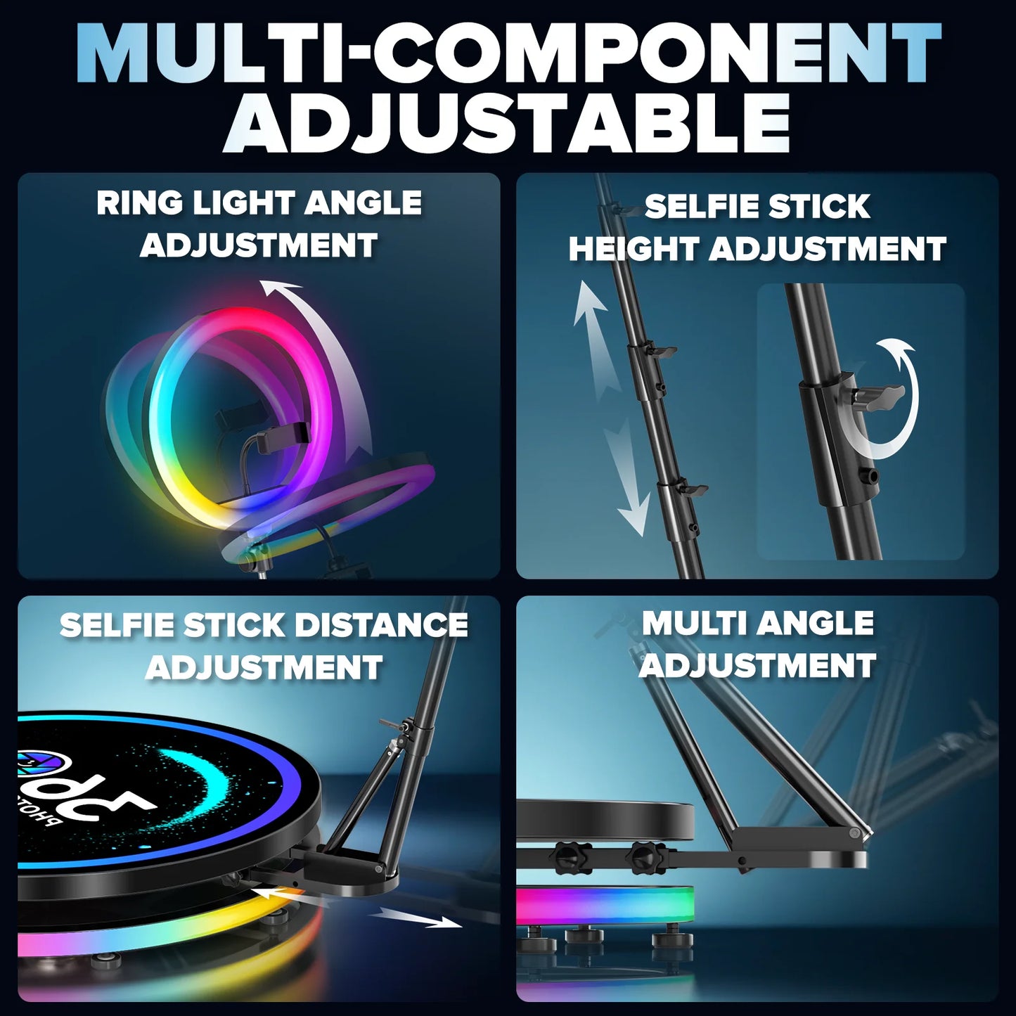 360 Photo Booth Automatic Rotating Photobooth Machine Ring Light for Party Wedding Rental RGB Ring Light US Shipping Flight Case