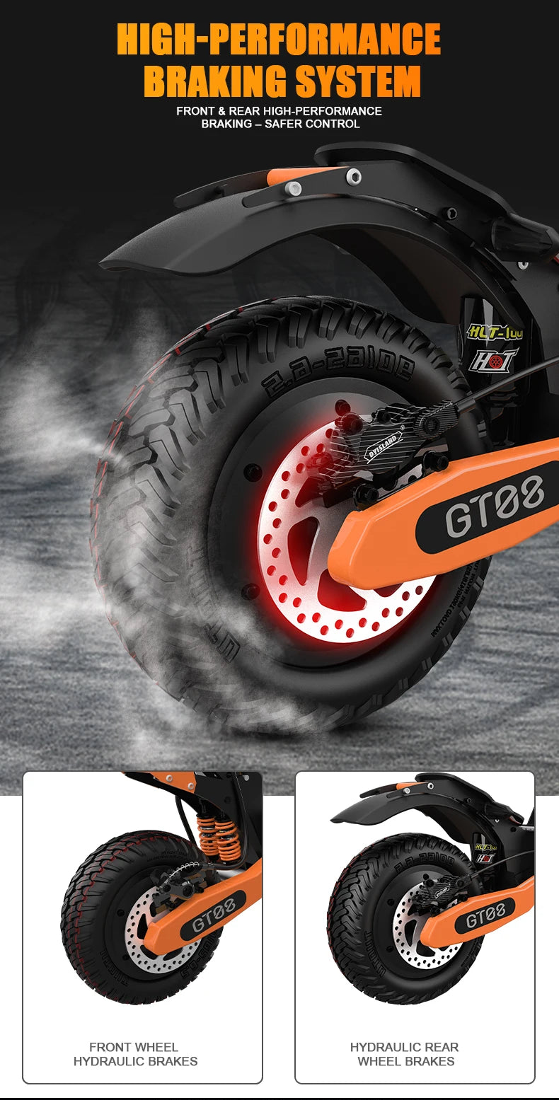 Arwibon GT08 Adult Electric Scooter 5600W Motor Top Speed 46MPH, 60V27AH, 11 Inch Off-Road Tires Sport Commuter Folding EScooter