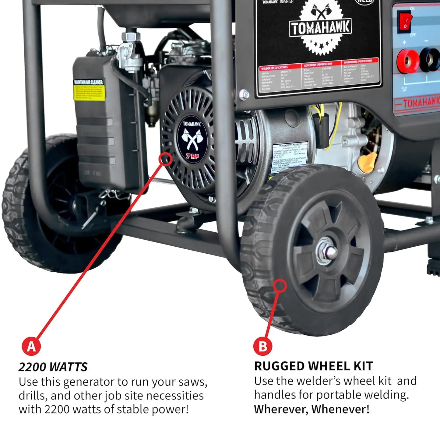 Welder Generator Stick Welder Engine Driven 120 Amp 7 HP Portable 2,200 Watt Quiet Inverter Generator Engine