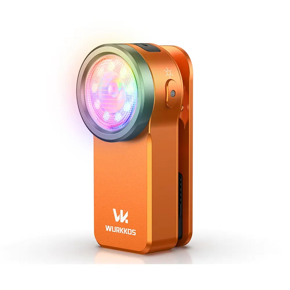 Wurkkos HD03 680LM Mini Clip Light USB Rechargeable Pocket Flashlight Spotlight/Floodlight Portable RGB Torch with Magnet
