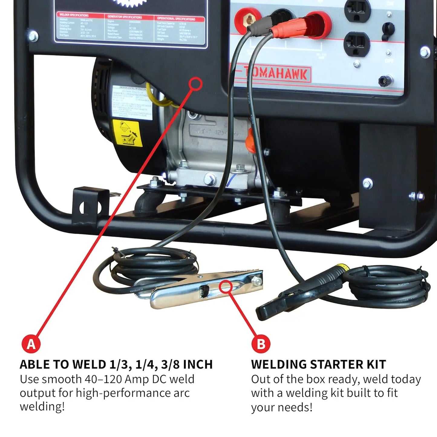 Welder Generator Stick Welder Engine Driven 120 Amp 7 HP Portable 2,200 Watt Quiet Inverter Generator Engine